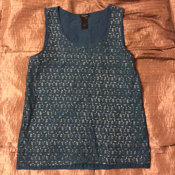 Ann Taylor Blue Lace Lined Tank, Small - Picture 5 of 5